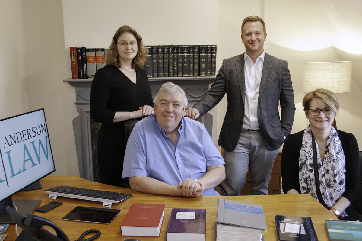 Managing Partner, Mark Anderson, (second from left) with three of Anderson Law’s partners (from left) Lisa Allebone, Paul Maclennan, and AnnMarie Humphries, in their new offices in the Manor House at Howbery Business Park.