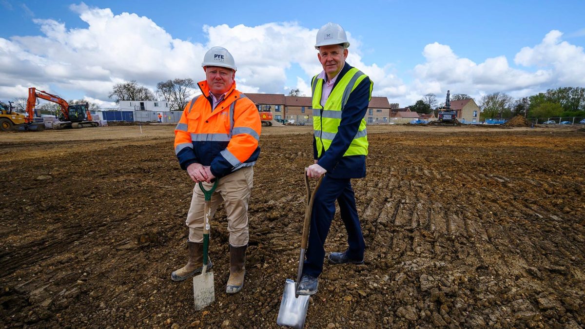 Pye Homes MD Graham Flint and Radley College Estates Bursar David Anderson break ground at the new Church Farm development.